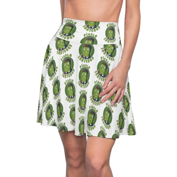 Pickle Snatcher - Thief - Fan - Green Text on White - Women's Skater Skirt