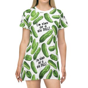 I'm Kind of a Big Dill - Green Pickles on White - Black Text - T-Shirt Dress