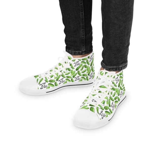 I'm Kind of a Big Dill - Green Pickles - Black Text on White - Men's High Top Sneakers