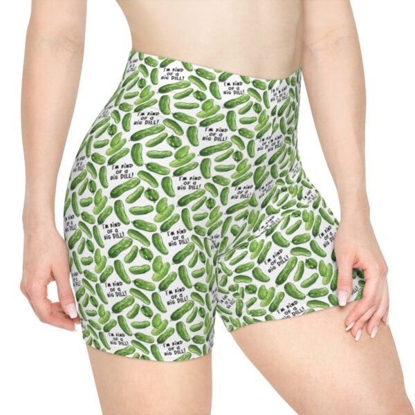 I'm Kind of a Big Dill - Green Pickles - Black Text on White - Women's Biker Shorts