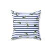 Blue and White Stripes With Green Pickles Design - Faux Suede Square Pillow - Image 6
