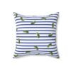 Blue and White Stripes With Green Pickles Design - Faux Suede Square Pillow - Image 2