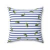 Blue and White Stripes With Green Pickles Design - Faux Suede Square Pillow - Image 8