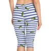 Blue and White Stripes With Green Pickles Design - Women's Capri Leggings - Image 11