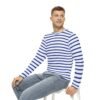Breton Style Blue and White Striped T-Shirt - Men's Long Sleeve Shirt - Image 3