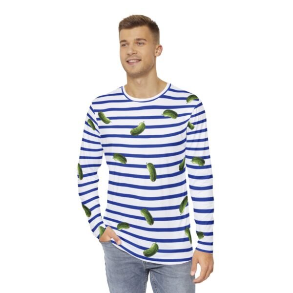 Breton Style Blue and White Striped With Pickles - T-Shirt - Men's Long Sleeve Shirt